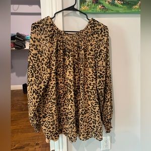 Long Sleeve Cheetah Blouse